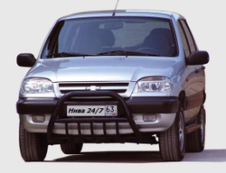 Зашита переднего бампера Chevrolet Niva (- 03.2009) с защитой двигателя (низкий)