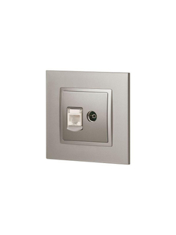 Розетка компьютерная + телевизионная Elegance 14-3110-16 RJ45+TV титан Эра Б0065768