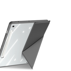 Чехол книжка серого цвета от Dux Ducis для Samsung Galaxy Tab S10 FE+, серия Magi Series Case, с держателем Pencil и функцией автоматического перехода в спящий режим