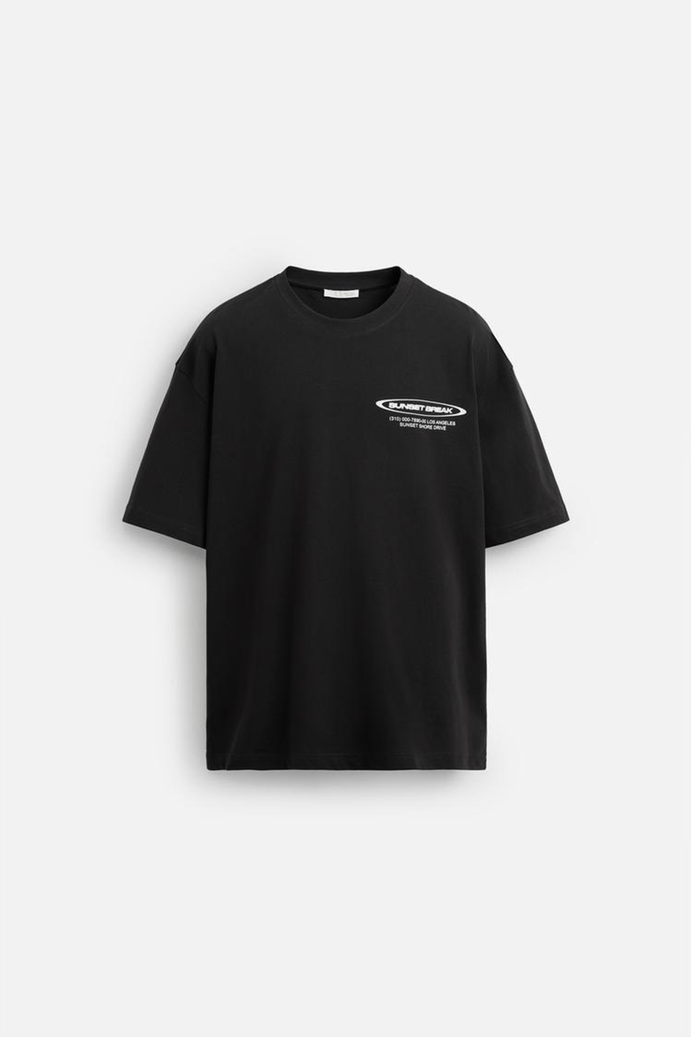 ZARA ФУТБОЛКА С ПРИНТАМИ И НАДПИСЯМИ, ЧЕРНЫЙ