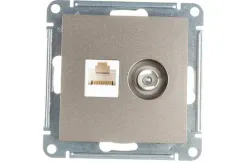 Розетка TV+RJ45 Systeme Electric ATLASDESIGN шампань 38175