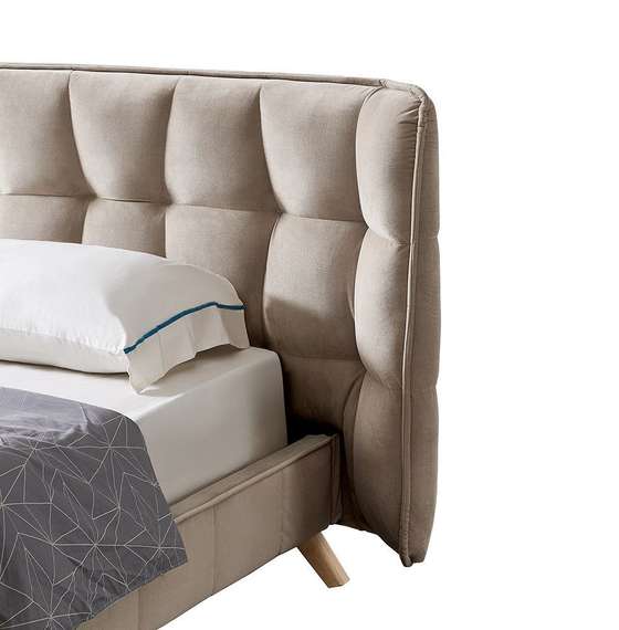 Кровать с мягким изголовьем Husk бежевая | Купить в Hallberg.ru