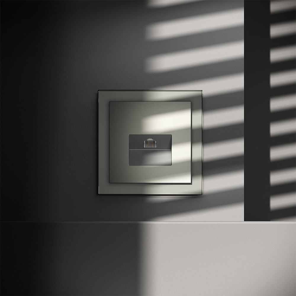 Розетка компьютерная встраиваемая VOLTUM S70 RJ45 кат.6, (сталь)