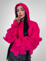 Толстовка LJHY 8315 однотонная со сборкой и сердечками на рукавах