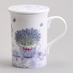 КРУЖКА ЗАВАРОЧНАЯ С МЕТАЛЛ. СИТОМ И ФАРФОР. КРЫШКОЙ 320 МЛ