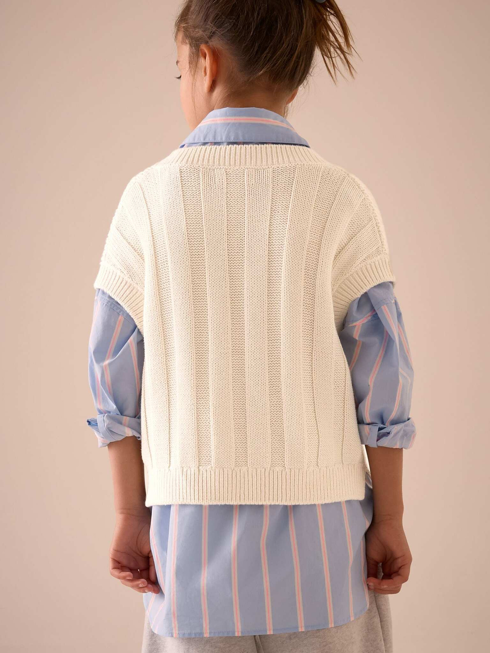 Жилет вязаный для девочки Next E25-058, Молочный