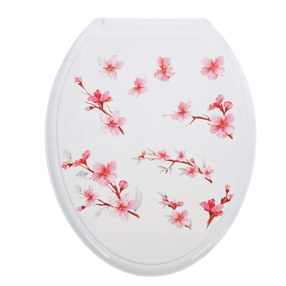 Крышка унитаза "ДЕКОР" фото принт "САКУРА" бел РП-813С