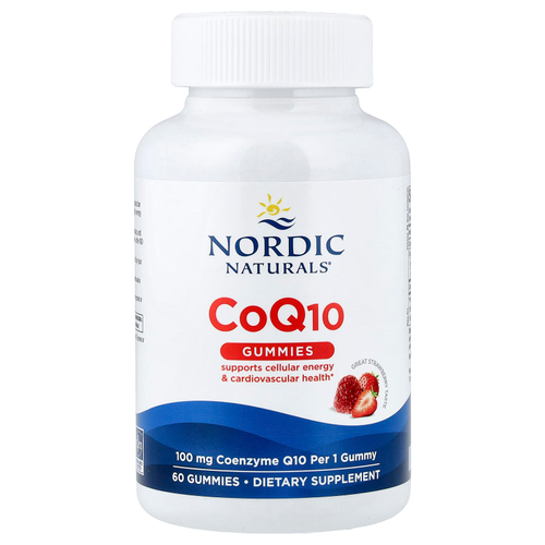 Nordic Naturals, жевательные таблетки с коэнзимом Q10, клубника, 100 мг, 60 жевательных таблеток