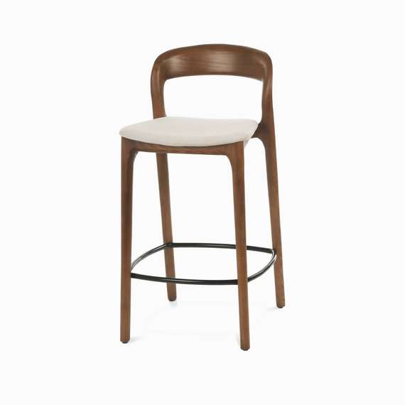 Полубарный стул Esse 65 см, орех, бежевая водоотталкивающая ткань