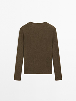 Massimo Dutti Свитер из смесовой шерсти в рубчик, кротово-коричневый