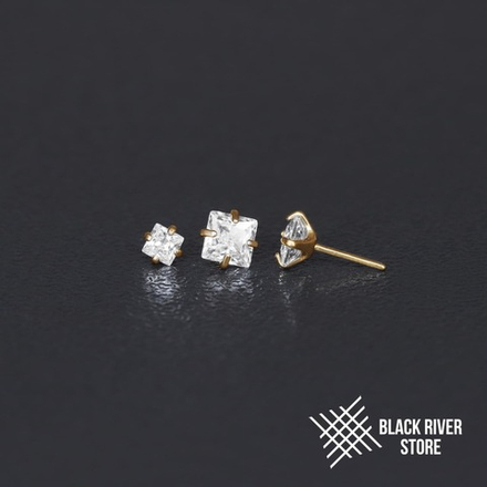 Cubic Zirconia Square Crystal PVD Yellow Б/Р