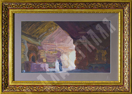 Кетов А. Д. Царевна и служанка. Бумага, гуашь. СССР. 29х48 см. Эскиз.