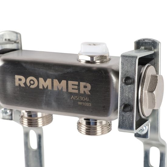 Коллектор Rommer 1"x3/4" на 2 контура для радиаторной разводки (нерж. сталь) RMS-4401-000002