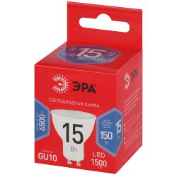 Лампа светодиодная ЭРА RED LINE LED MR16-15W-865-GU10 R 15Вт софит холодный дневной свет GU10 | Лампы cветодиодные Точечные (Софиты) (MR, PAR)