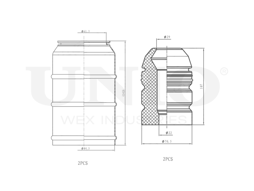 Комплект пыльник и отбойник UNIO DUC-50099