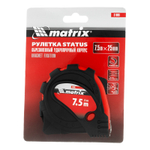 Рулетка Status Magnet 3 fixations,7,5 м х 25 мм,обрезиненный корпус,зацеп с магнитом Matrix