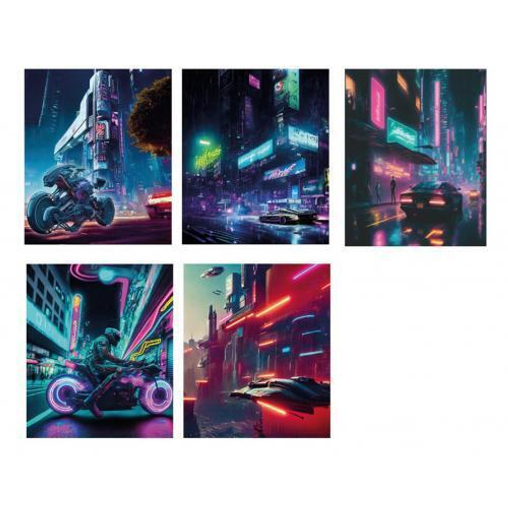 Тетрадь А5,48л.клетка,хол.фольга+сплош.твин-лак, "Киберпанк" (Центрум)