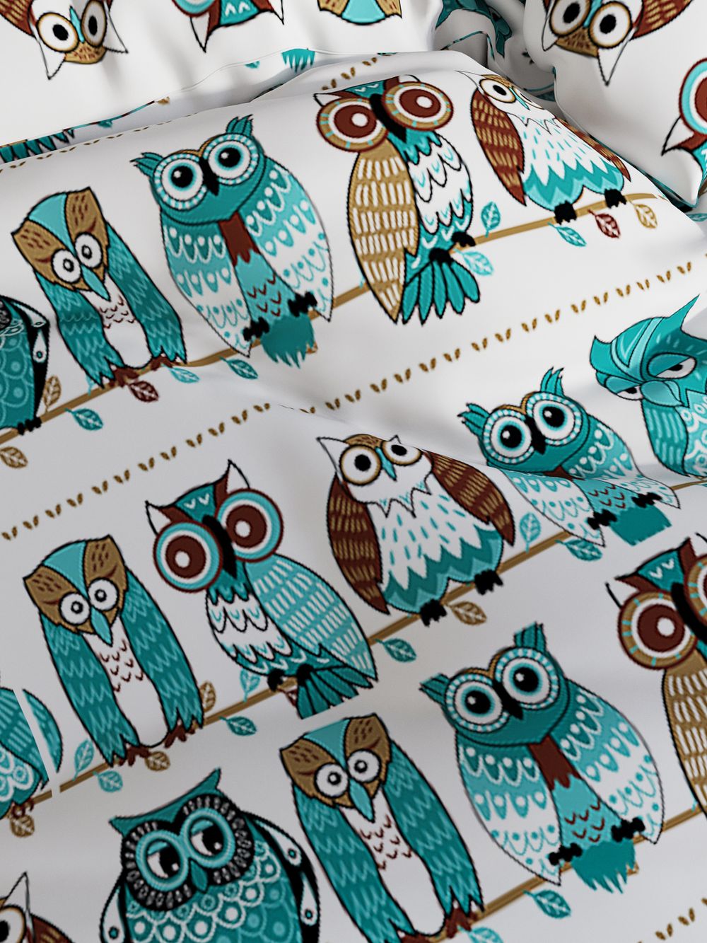 Пододеяльник перкаль Сказка "Совенок" 1,5-спальный на молнии 145x215 см