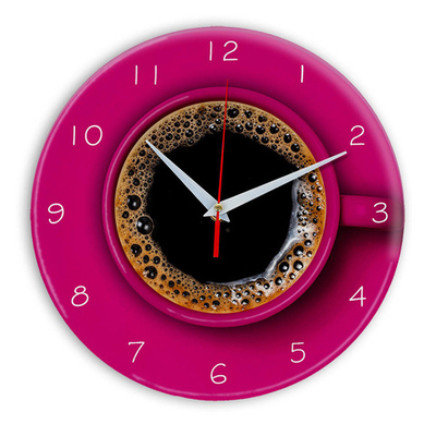 Часы кухонные настенные Идеал "Розовая чашка кофе", круг 28 см