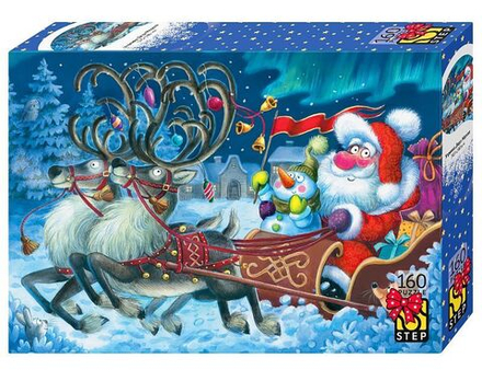 Пазлы 160 элементов 345*240мм "Упряжка Деда Мороза"