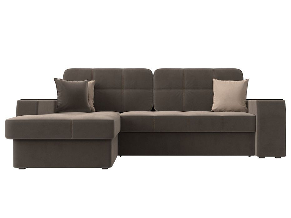 Диван угловой Брюссель левый угол, Коричневый\Бежевый, Велюр, 110651L