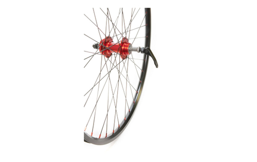 Колесо заднее 26" TRIX двойной обод черн., ДИСК трещ. эксц. КРАСНАЯ, спица черная