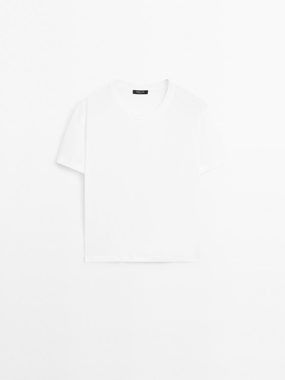 Massimo Dutti Футболка с короткими рукавами из 100% хлопка, белый