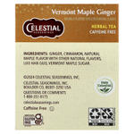 Celestial Seasonings, травяной чай, вермонтский кленовый сироп и имбирь, без кофеина, 20 чайных пакетиков, 31 г (1,1 унции)