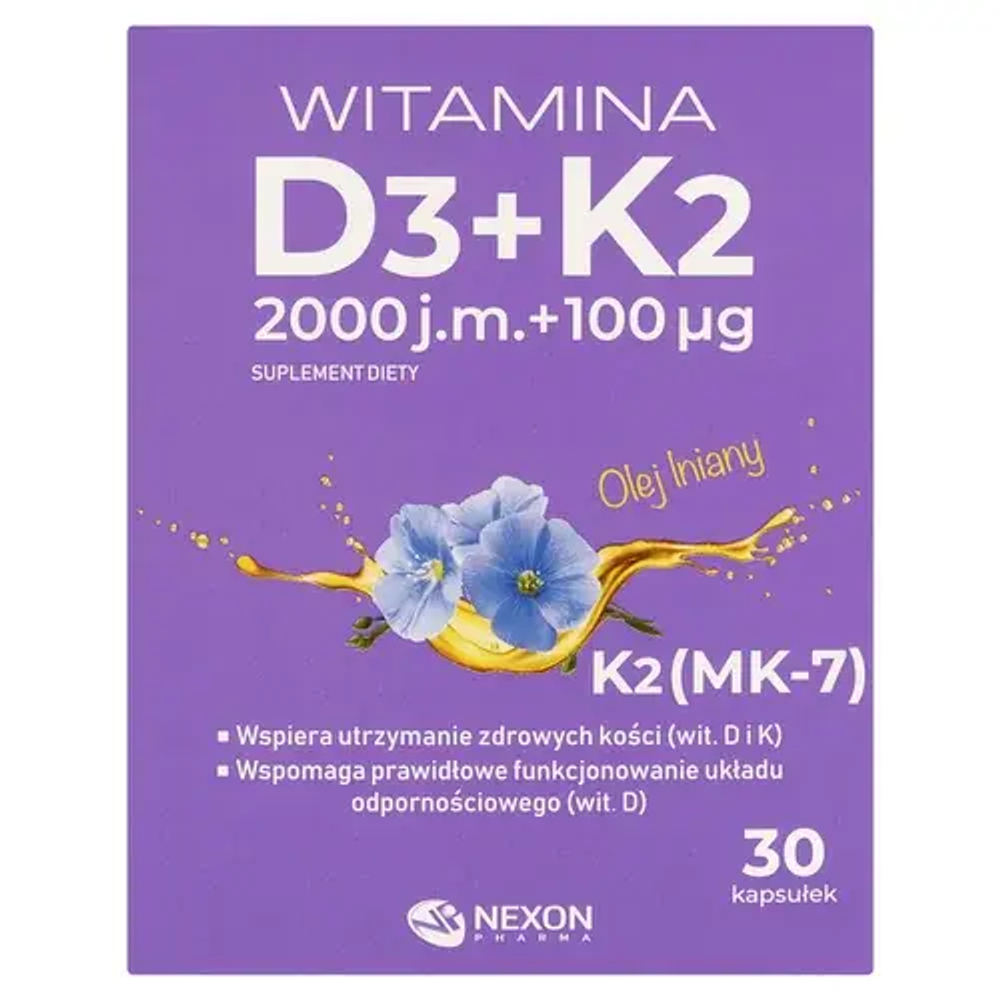 Витамин D3+K2 2000 МЕ + 100 мкг - 30 капсул
