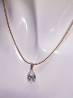 Подвеска "Капля цвет горный хрусталь, цвет золото"