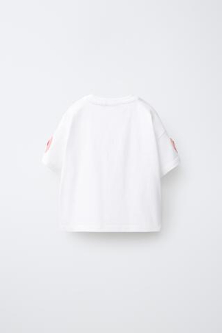 ZARA ФУТБОЛКА С КРУЖЕВОМ, БЕЛЫЙ