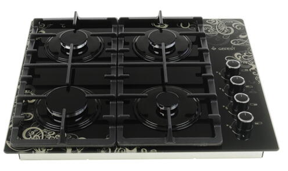 Поверхность варочная  Гефест СГ СВН 2230 К19 (черное стекло с рисунком, газ/к, 60*52)