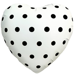 Купить фольгированное сердце с гелием кремового цвета в черный горох