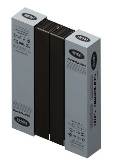 Радиатор Rifar SUPReMO Ventil 500 "антрацит" (RAL 7016) - 4 секции подключение нижнее (правое)