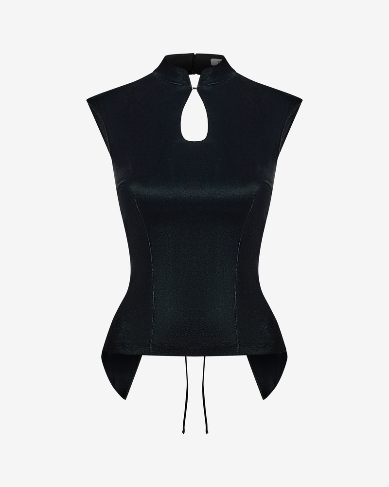 Топ-ципао из бархата с открытой спиной на шнуровке