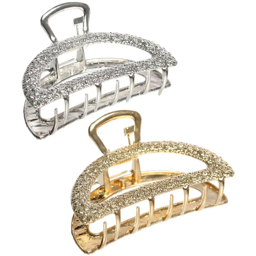 Заколка-краб для волос «AKS - DesignPRO», трапеция, цвет золото и хром, 6.7*2.8см