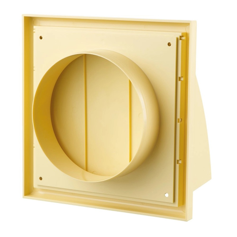 Вывод стенной Дубль с обратным клапаном 175х175 с выходом 125 МВ 122 ВК беж.