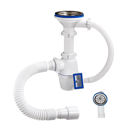 Сифон бутылочный  с универсальным переливом и гибкой трубой