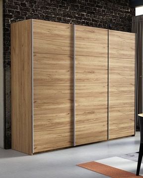 Шкаф-купе ЭСТА  Трио ДДД бетон, диамант серый, крафт табачный 2400