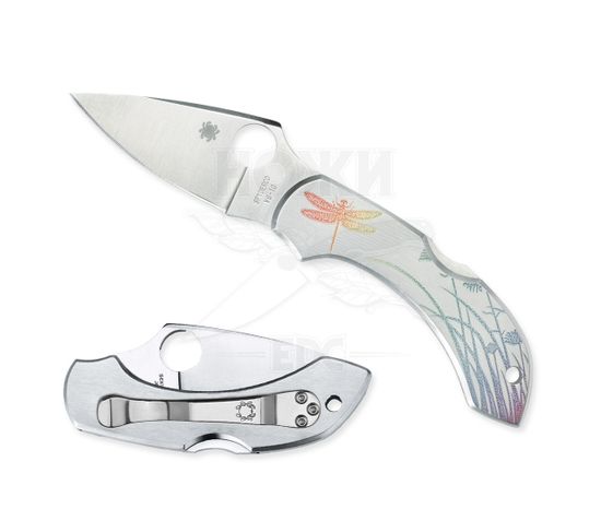 Складной нож Spyderco Dragonfly Tattoo C28PT c клинком из стали VG-10, рукоять Stainless Steel