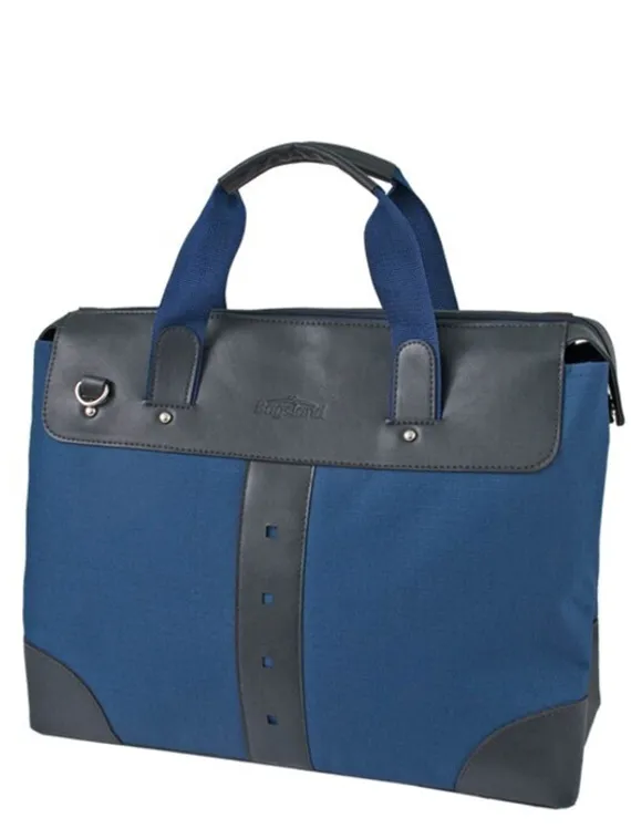 В2601 Сумка деловая, отдел на молнии, цвет черный/синий 34х42х16см