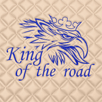 Ковры SCANIA 5 серии G (автомат), (экокожа, бежевый, бежевый кант, синяя вышивка)