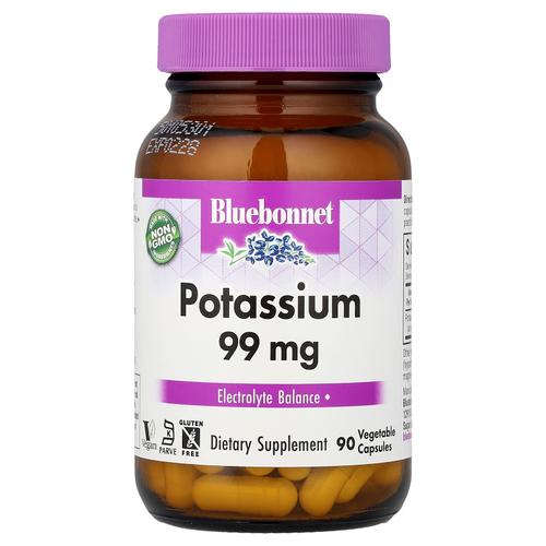 Bluebonnet Nutrition, Калий, 99 мг, 90 растительных капсул