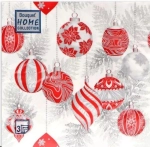 Салфетки бумажные 33*33 Home Collection Classic Красные игрушки на серебре, 3 сл., 20л