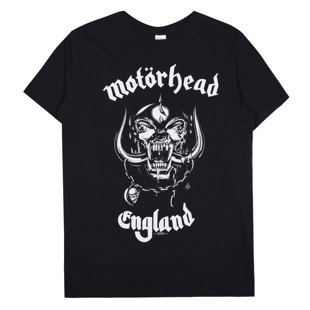 Черная мерчовая футболка Motorhead с крупными принтами, M slim