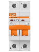 Автоматический выключатель ВА47-60DC 2P 10А 6кА х-ка С 440В пост. тока TDM SQ0223-1026