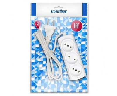 Сетевой удлинитель SmartBuy ШВВП 3 розетки, 1.5 метра, 6А, белый SBE-10-3-1,5-F