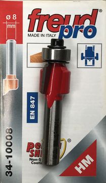 Фреза полукруглая вогнутая с подшипником (15.8х12.7х54.9 мм; R1.6 мм; Z2; хвостовик 8 мм) FREUD PRO 34-10008