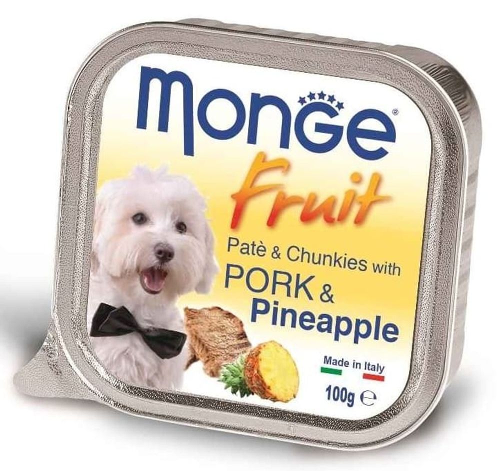 Monge Dog 100г. Fruit консервы для собак свинина с ананасом