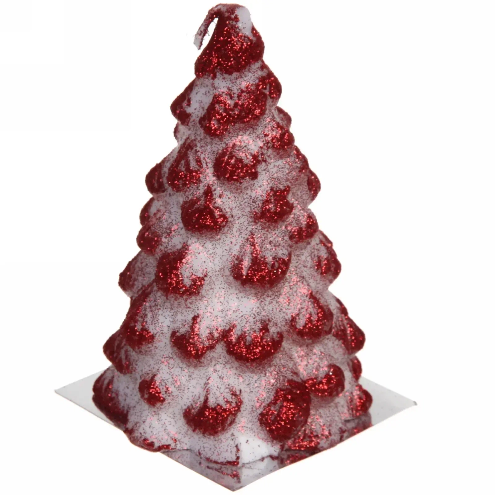 Свеча новогодняя «Ёлочка снежная» 12 см, красный